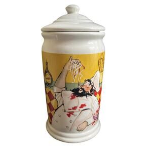 Vintage Chef Kitchen Canister Jar – Italian French Style – 8” with Lid